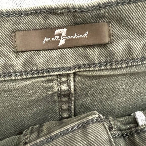 7 For All Mankind Size 28 Olive Army Green Shorts Frayed Mid- Rise - Picture 8 of 10